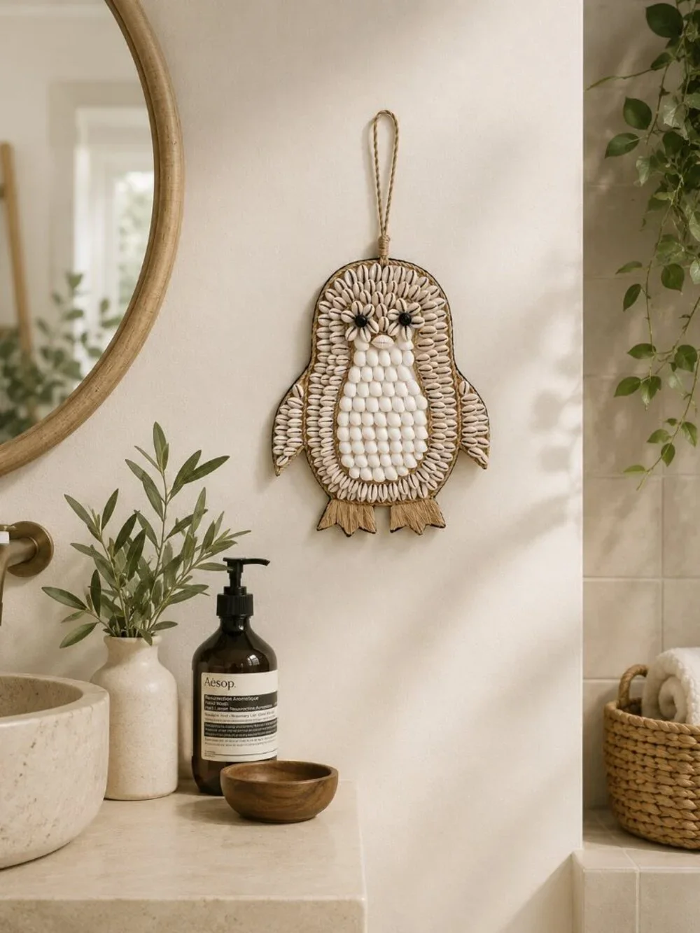 Shell Owl Wall Hanging – Handmade Coastal Decor